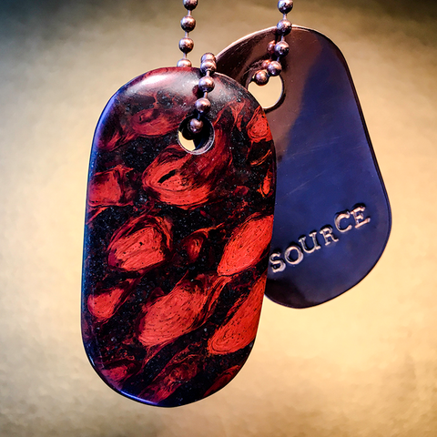 00015 Talisman in Agate with Quartz Crystals and Copper "LAKSHMI" Stamped Goddess Tag