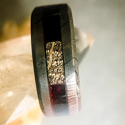 Custom Inlay of DNA Keepsake "Crystal," Stone and Metal (of your choice) Ring