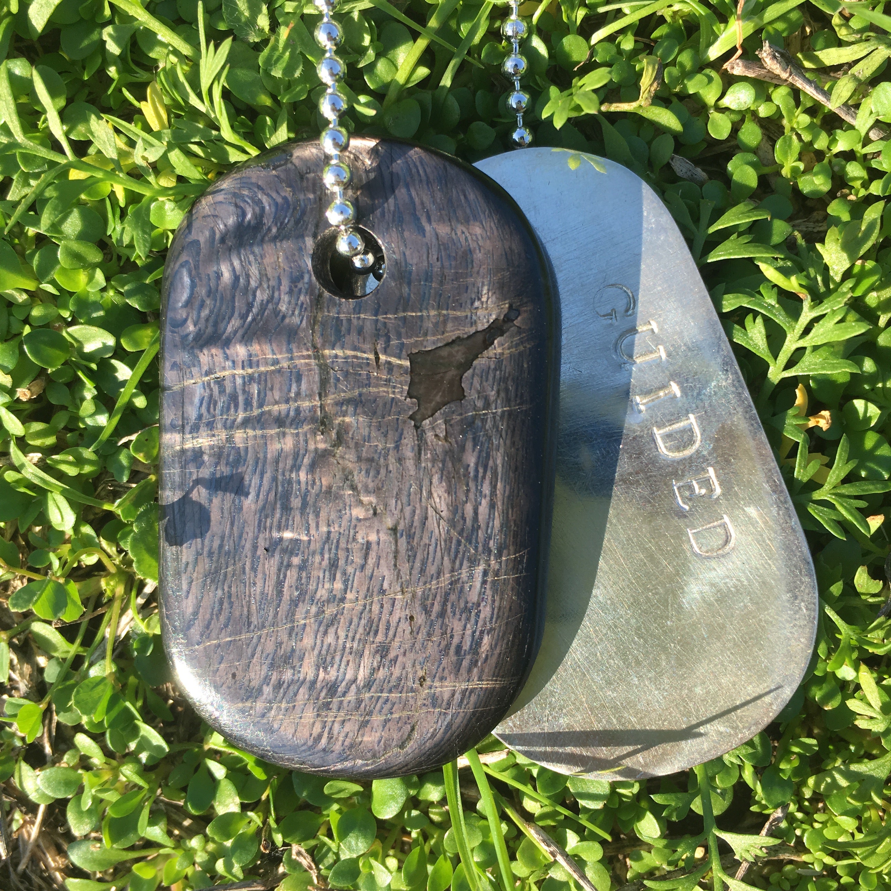 00005 Hypersthene and Silver Goddess Tag Necklace