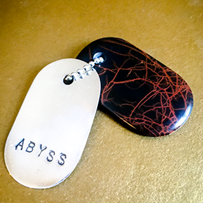 Talisman of Spiderman Jasper and Silver "ABYSS" Stamped Goddess Tag Necklace