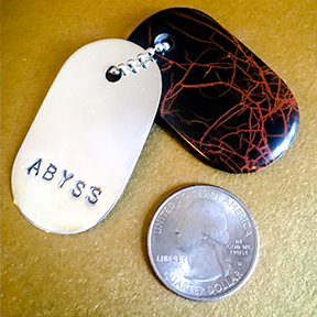 Talisman of Spiderman Jasper and Silver "ABYSS" Stamped Goddess Tag Necklace