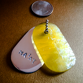 MINI Talisman of Yellow Glass with Neolithic technology Flintknapping and Silver