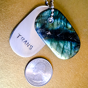 Talisman of Sand Opal and Silver "Dream" Goddess Tag Necklace
