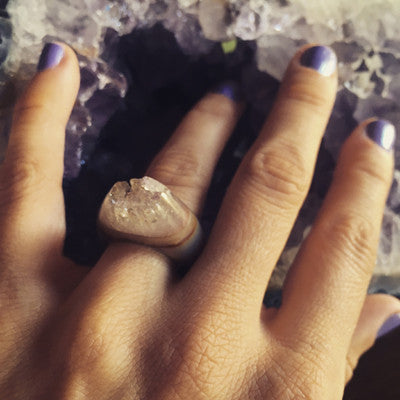 Quartz Crystal Point Power & Protection Ring Size 6