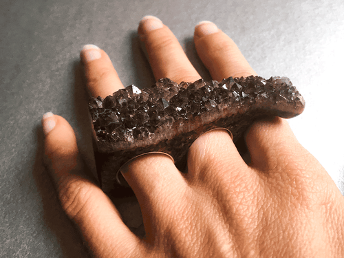 Crystal Knuckles in Smokey Amber Quartz & Silver