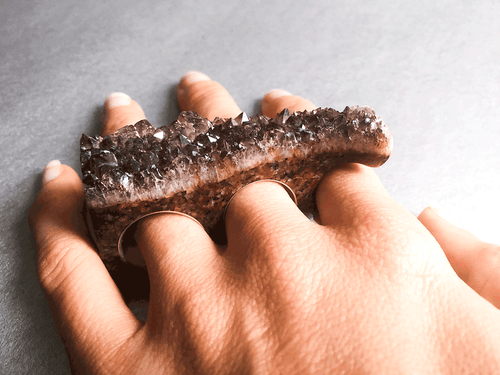 Crystal Knuckles in Smokey Amber Quartz & Silver