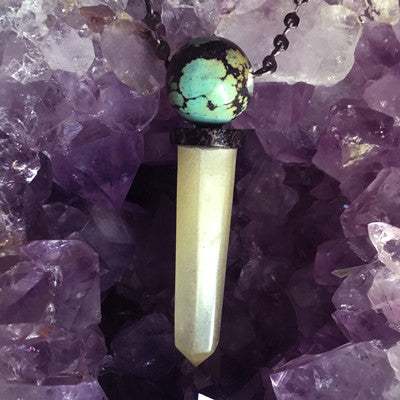 DNA Keepsake Crystal Point and Stone Bead Pendant Necklace