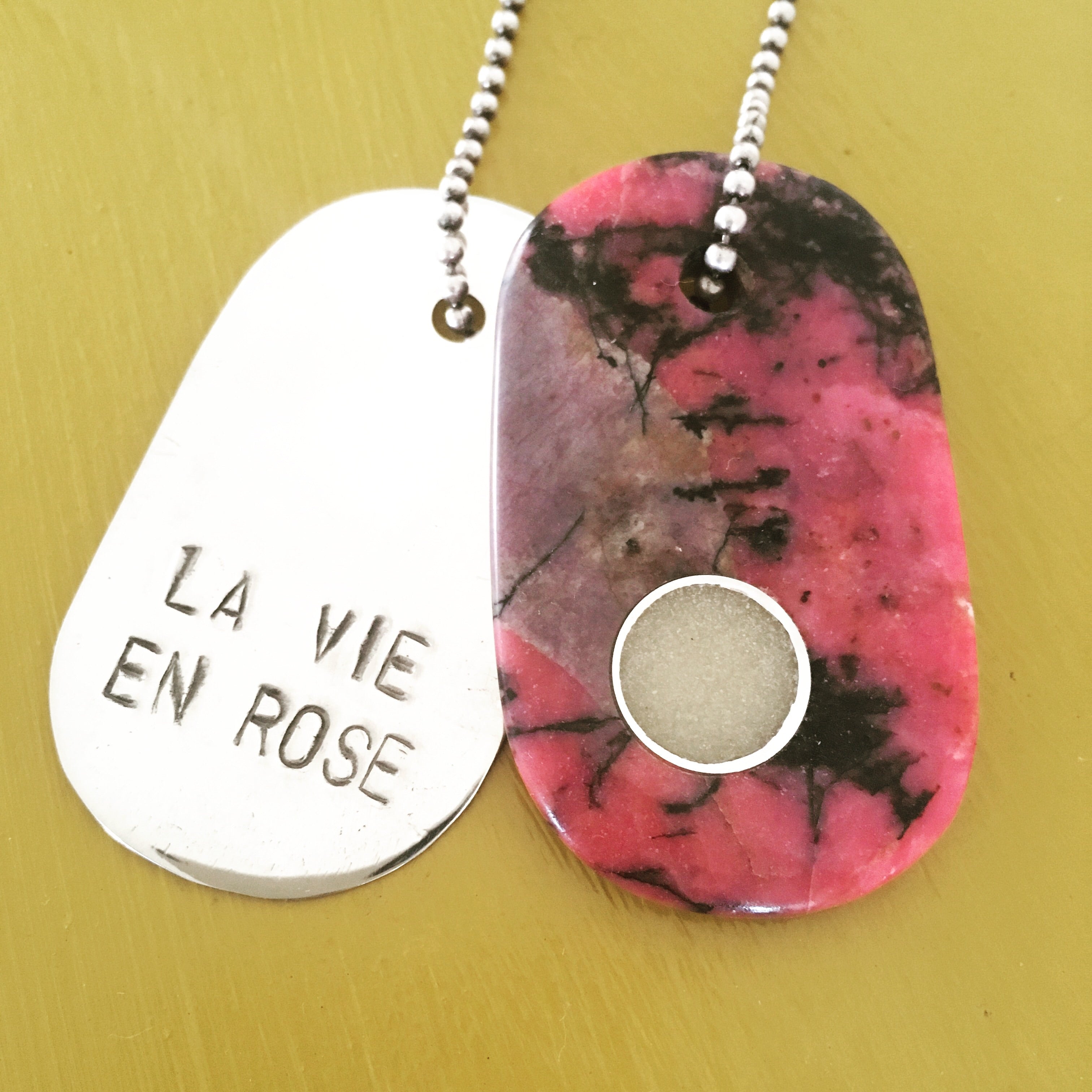 00016 Talisman of Rhodonite, Custom Breastmilk and Sterling Silver
