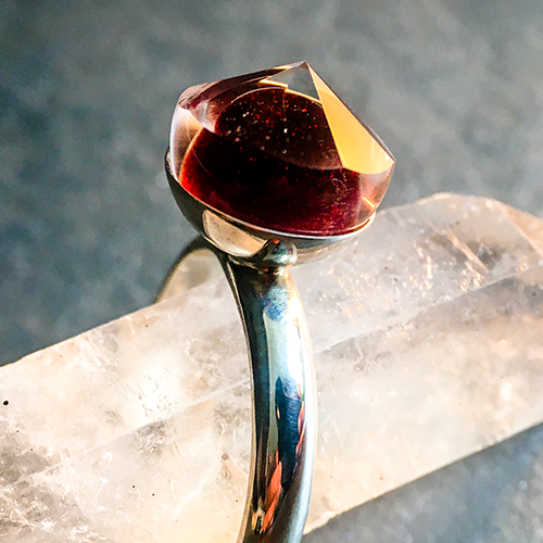 Faceted Crystal with Custom Keepsake Blood/Breastmilk/Ashes and your choice of precious metal