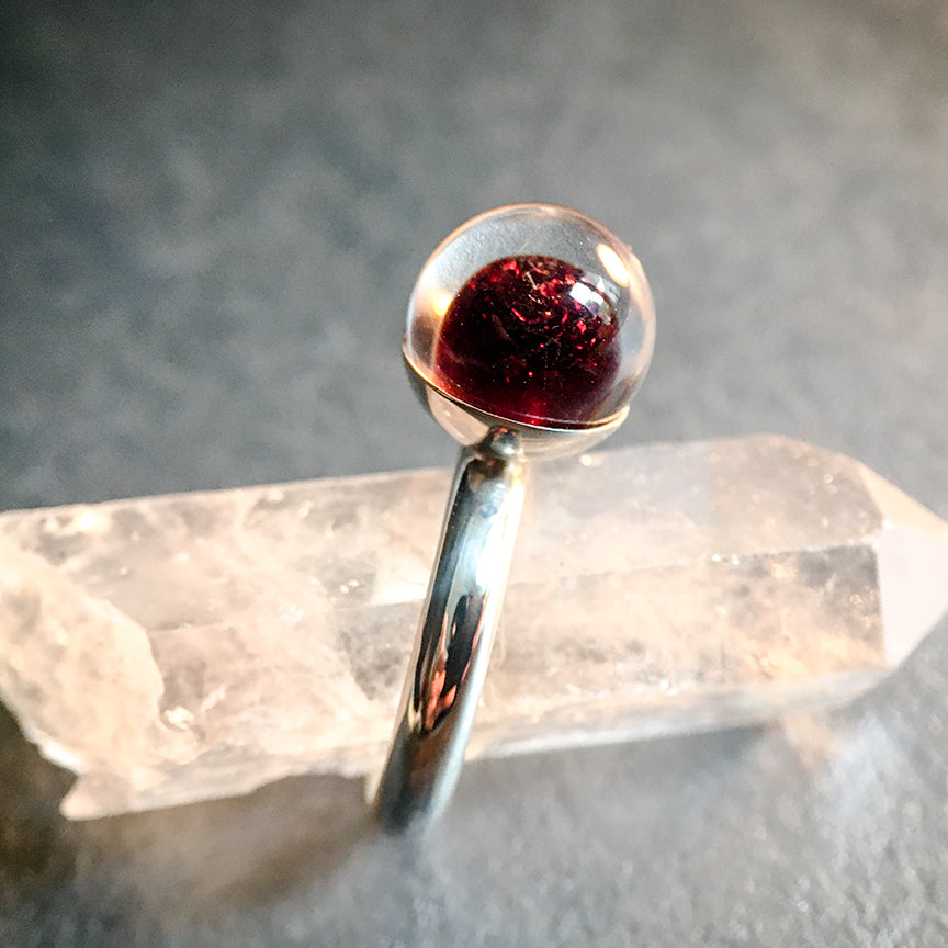 Pearl Style Crystal with Custom Keepsake Blood/Breastmilk/Ashes and your choice of precious metal