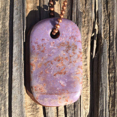 00003 Talisman Purple Agate and Copper "Trust" Goddess Tag Necklace