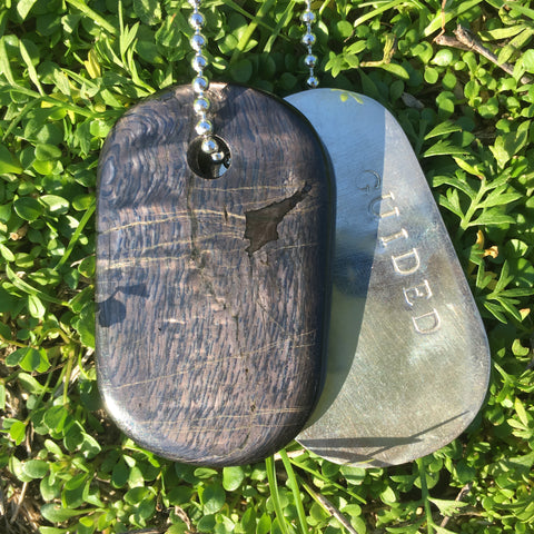 Talisman of Tigers Eye and Copper "Sacred" Stamped Goddess Tag Necklace