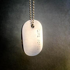Talisman of Red Jasper and Scratched Steel "LIFE FORCE" Stamped Goddess Tag Necklace crystal dog tag