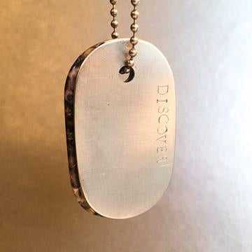 Talisman of Poppy Jasper and Steel "DISCOVER" Goddess Tag Necklace crystal dog tag