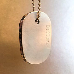 Talisman of Poppy Jasper and Steel "DISCOVER" Goddess Tag Necklace crystal dog tag