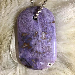 Purple Jasper Crown Chakra Magick Hand Stamped Silver Dog Tag boho crystal necklace couture