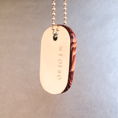 Talisman of Sandstone and Silver "ORIGIN" Stamped Goddess Tag Necklace