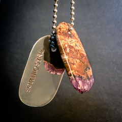 Talisman of Amethyst and Silver "SOPHROSYNE" Stamped Goddess Tag Necklace