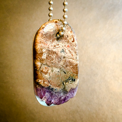 Talisman of Amethyst and Silver "SOPHROSYNE" Stamped Goddess Tag Necklace