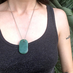 00007 Talisman in Aventurine and Steel "Freedom" Goddess Tag Necklace