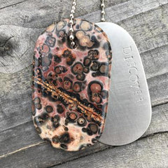 Talisman of Poppy Jasper and Steel "DISCOVER" Goddess Tag Necklace crystal dog tag