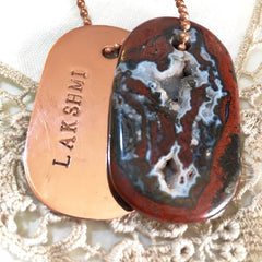 lakshmi agate crystals goddess tag balancing copper necklace
