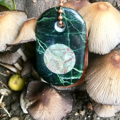serpentine native copper matrix frank molnar goddess tag dog tag necklace talisman crystal amulet